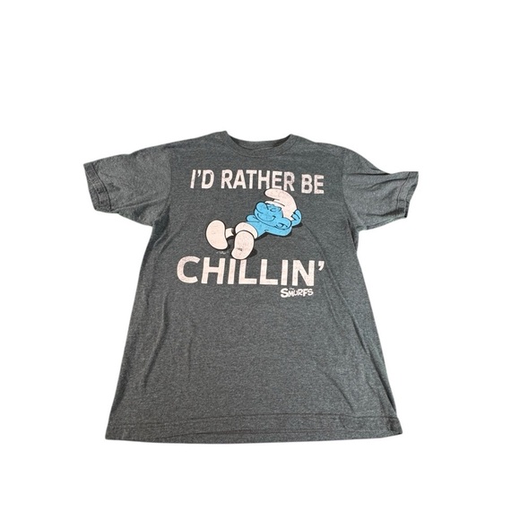 The Smurfs 'I'd Rather Be Chillin' Graphic T-Shirt Size Medium Casual Wear - Picture 1 of 8